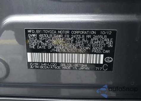 2013 Lexus Gs 350 z USA, uszkodzony, nr VIN JTHBE1BL5D5017827